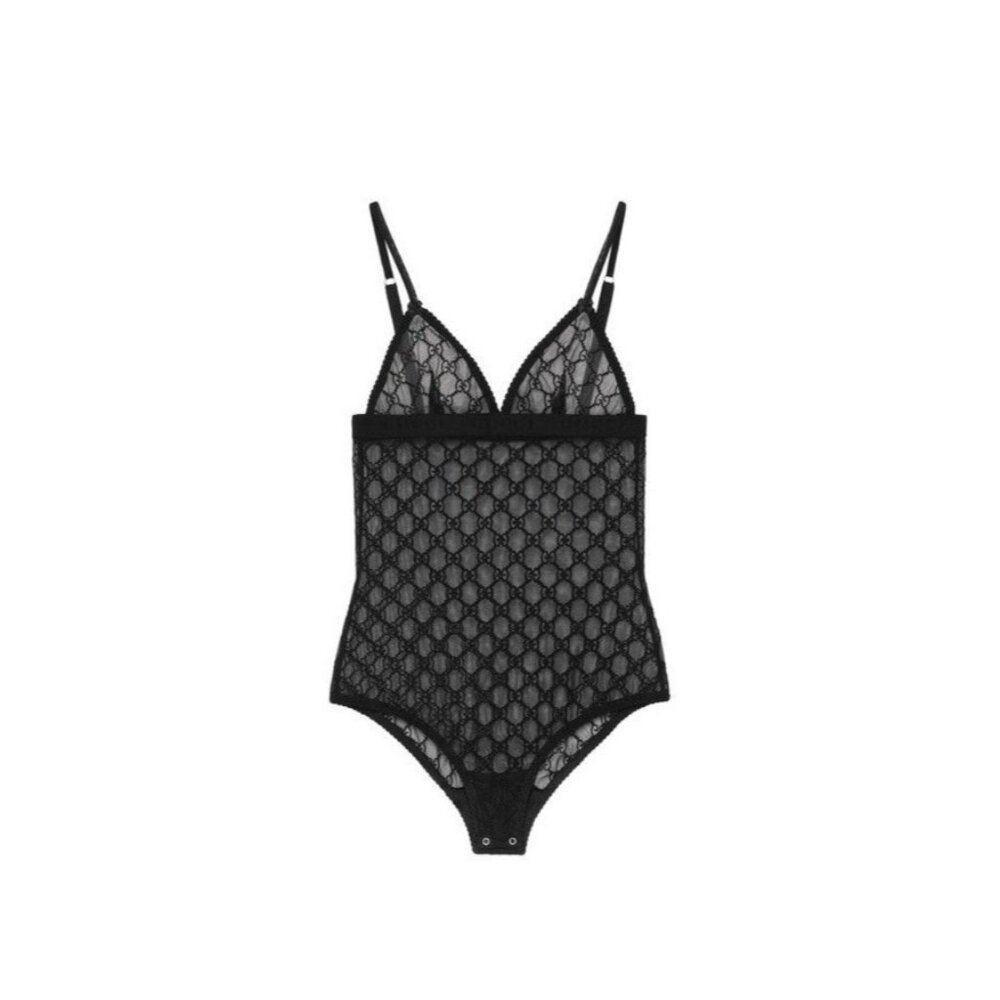 NWT Gucci GG Tulle Bodysuit in Black Size XS 100% Authentic